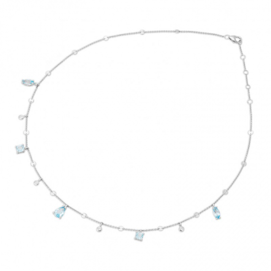 Ponte Vecchio - 18kt witgouden halsketting met diamant & topaas - 39495