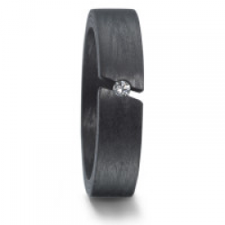 Titanfactory - Carbon ring met diamant 0.03ct - 39506
