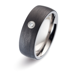 Titanfactory - Titanium / carbon ring met diamant 0.03ct - 39508