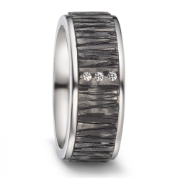 Titanfactory - Titanium / carbon ring met diamant 0.03ct - 39510