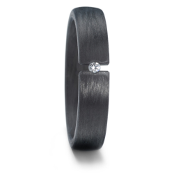 Titanfactory - Carbon ring met diamant 0.03ct - 39516