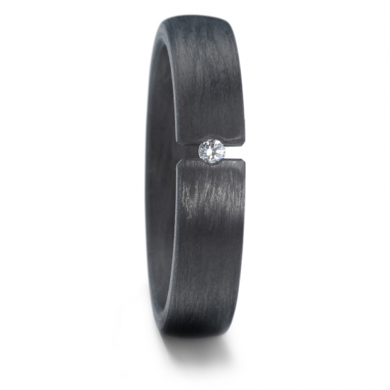 Titanfactory - Carbon ring met diamant 0.03ct - 39516