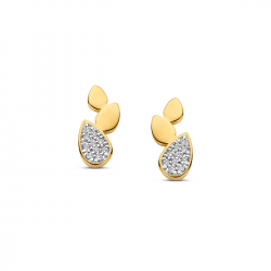 18kt bicolor gouden oorringen met diamant 0.06ct - 39568