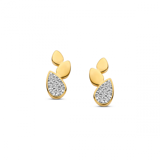 18kt bicolor gouden oorringen met diamant 0.06ct - 39568