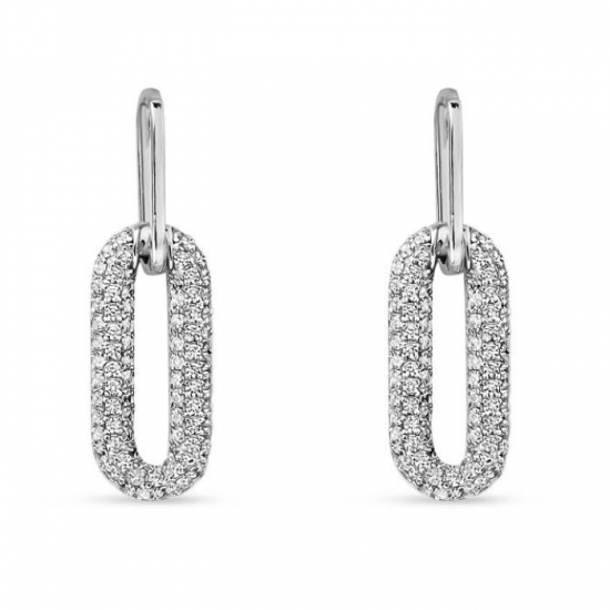 Silver Rose - zilveren oorringen met zirconium - 39641