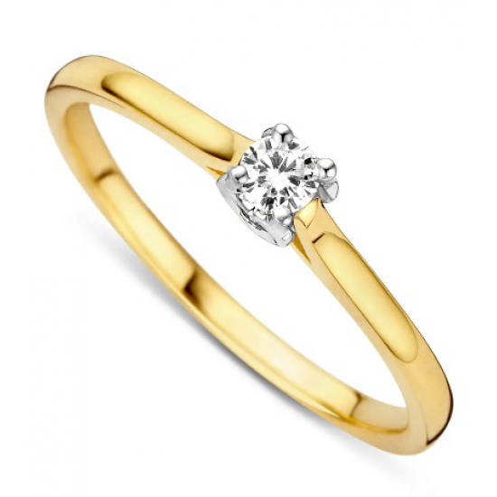 Dulci Nea - 18kt geelgouden ring met diamant 0.18ct - 39744