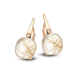 Bigli Mini Sweety - 18kt gouden oorringen met ruptielkwarts - 39754