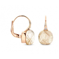 Bigli Mini Sweety - 18kt gouden oorringen met ruptielkwarts - 39754