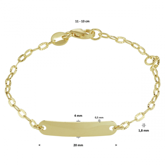 14kt geelgouden armband met graveerplaat - 39820 14kt geelgouden armband met graveerplaat - 39820
