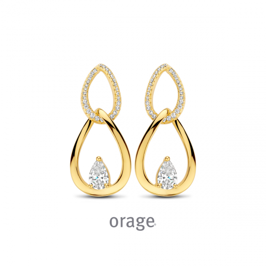 Orage - geel vergulde oorringen met zirconium - 39879