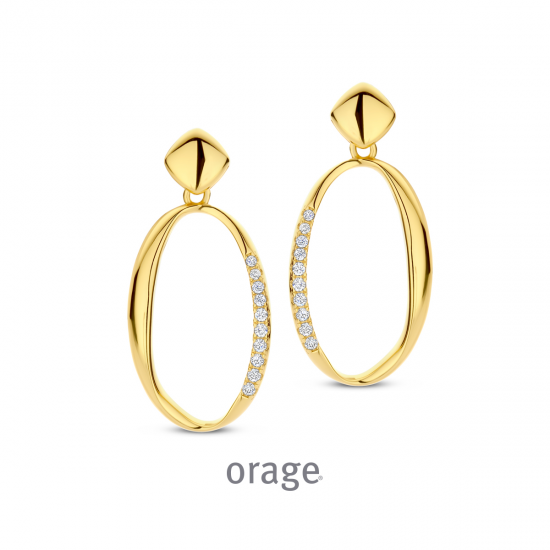 Orage - geel vergulde oorringen met zirconium - 39880