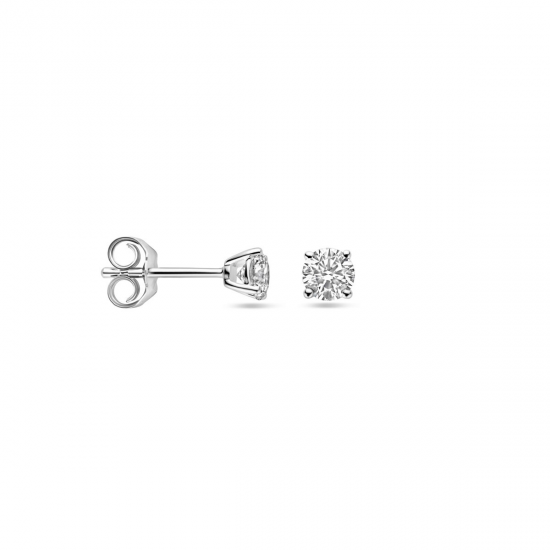 Facette - 14kt witgouden solitaire oorringen met labo diamant 0.50ct - 39971