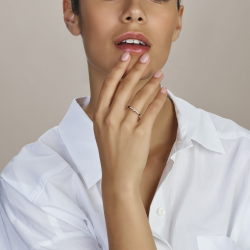 Facette - 14kt witgouden ring met labo diamant 0.10ct - 39973