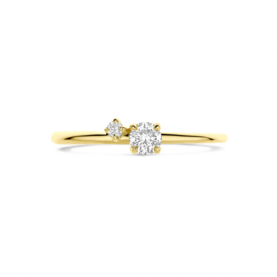 14kt gouden ring met labo diamant 0.20ct - 40303