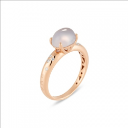 Ponte Vecchio - 18kt rose gouden ring met diamant en maansteen - 40377