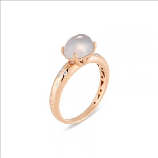 Ponte Vecchio - 18kt rose gouden ring met diamant en maansteen - 40377