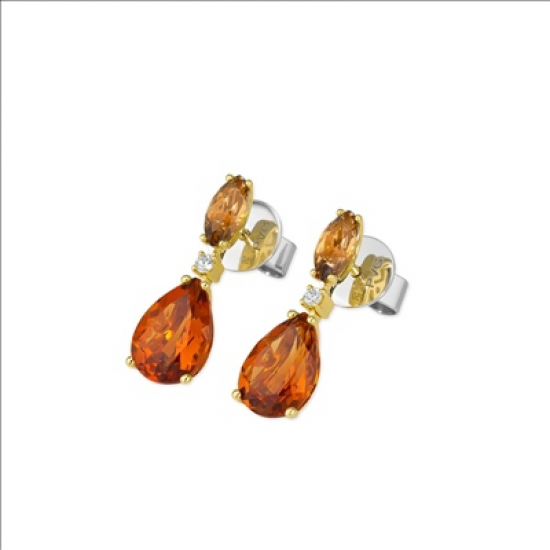 Ponte Vecchio - 18kt gouden oorringen met diamant en citrien - 40379