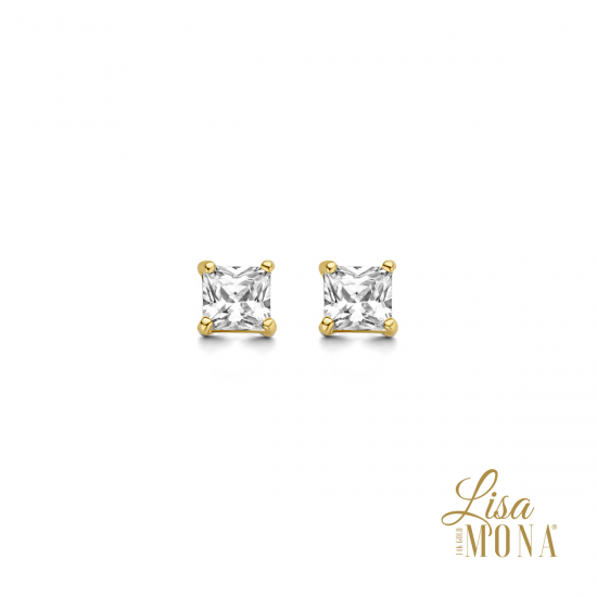 Lisa Mona - 14kt gouden oorringen met zirconium - 40383