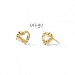 Orage - vergulde oorringen met zirconium - hartjes - 40385