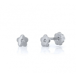 18kt witgouden oorringen met diamant en schroefdraad - 40467