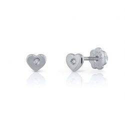 18kt witgouden oorringen met diamant en schroefdraad - 40469