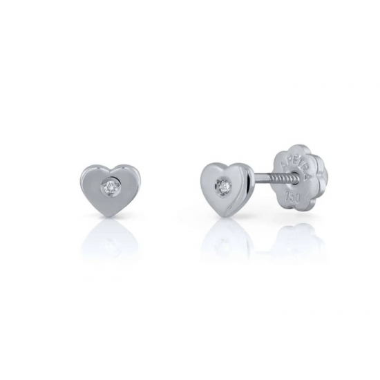 18kt witgouden oorringen met diamant en schroefdraad - 40469