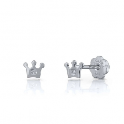 18kt witgouden oorringen met diamant en schroefdraad - 40470