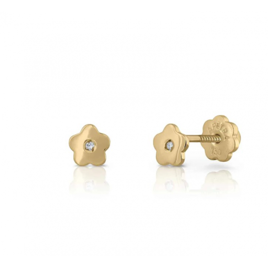 18kt gouden oorringen met diamant en schroefdraad - 40471