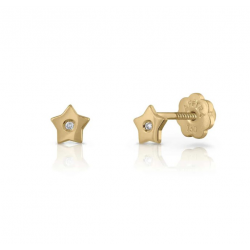 18kt gouden oorringen met diamant en schroefdraad - 40472