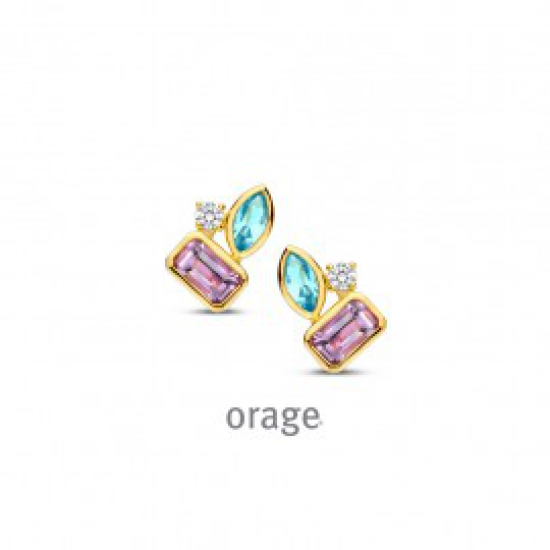Orage - geel vergulde oorringen met zirconium - 40550
