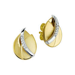 14kt gouden oorringen met diamant 0.03ct - 40621