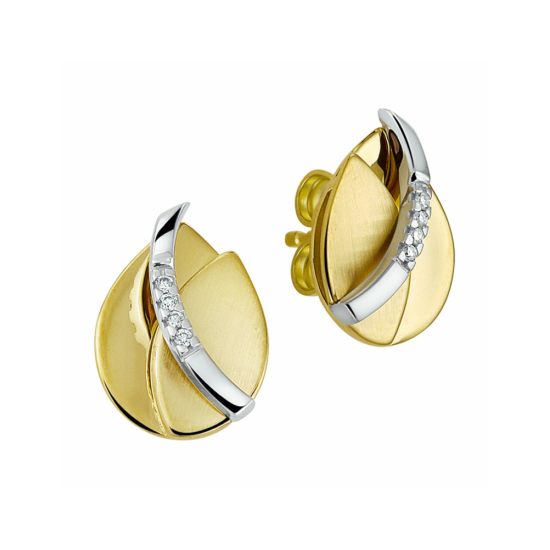 14kt gouden oorringen met diamant 0.03ct - 40621