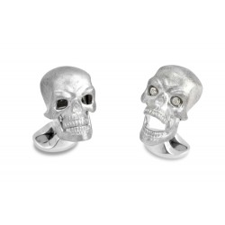 Manchetknopen zilveren doodshoofd met diamanten ogen - 54251