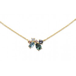 18KT geelgouden halsketting met zirconium - 612821