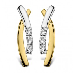 DULCI NEA - 18kt bicolor gouden oorringen met briljant 0.03ct - 604970