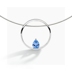 FJF Jewellery zilveren halsketting met licht blauwe Swarovski steen - 611273