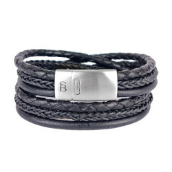 STEEL & BARNETT leather bracelet - Black - 613892