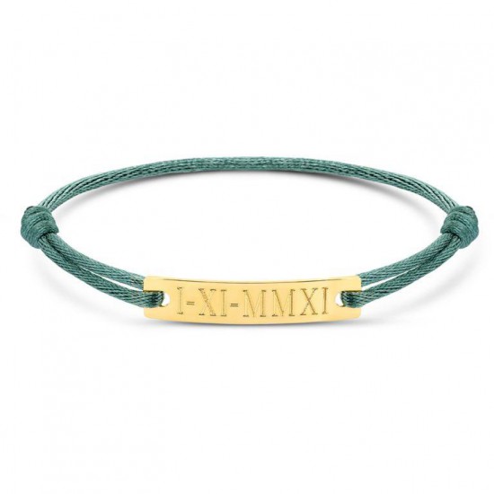 MINITIALS Memory lane - 18kt gouden graveerplaat aan satijnen touw - 612094