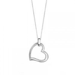 SILVER ROSE - zilveren halsketting met hanger, hartje - 613160