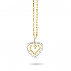 SILVER ROSE - zilveren halsketting met hartje, geel verguld - 611172