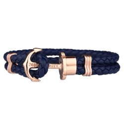 PAUL HEWITT BLAUW LEDEREN ARMBAND, ROSE ANKER, MAAT L - 58303
