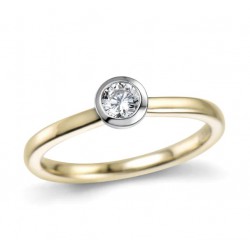 18kt Bicolor gouden ring met briljant 0.26ct - 608946