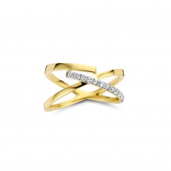 DULCI NEA - 18kt bicolor gouden ring met briljant 0.16ct - 608951