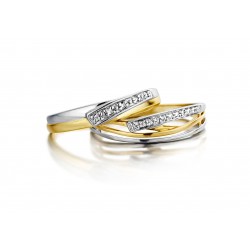 DULCI NEA - 18kt bicolor gouden ring met briljant 0.06ct - 608964