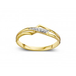 DULCI NEA - 18kt bicolor gouden ring met briljant 0.02ct - 608961